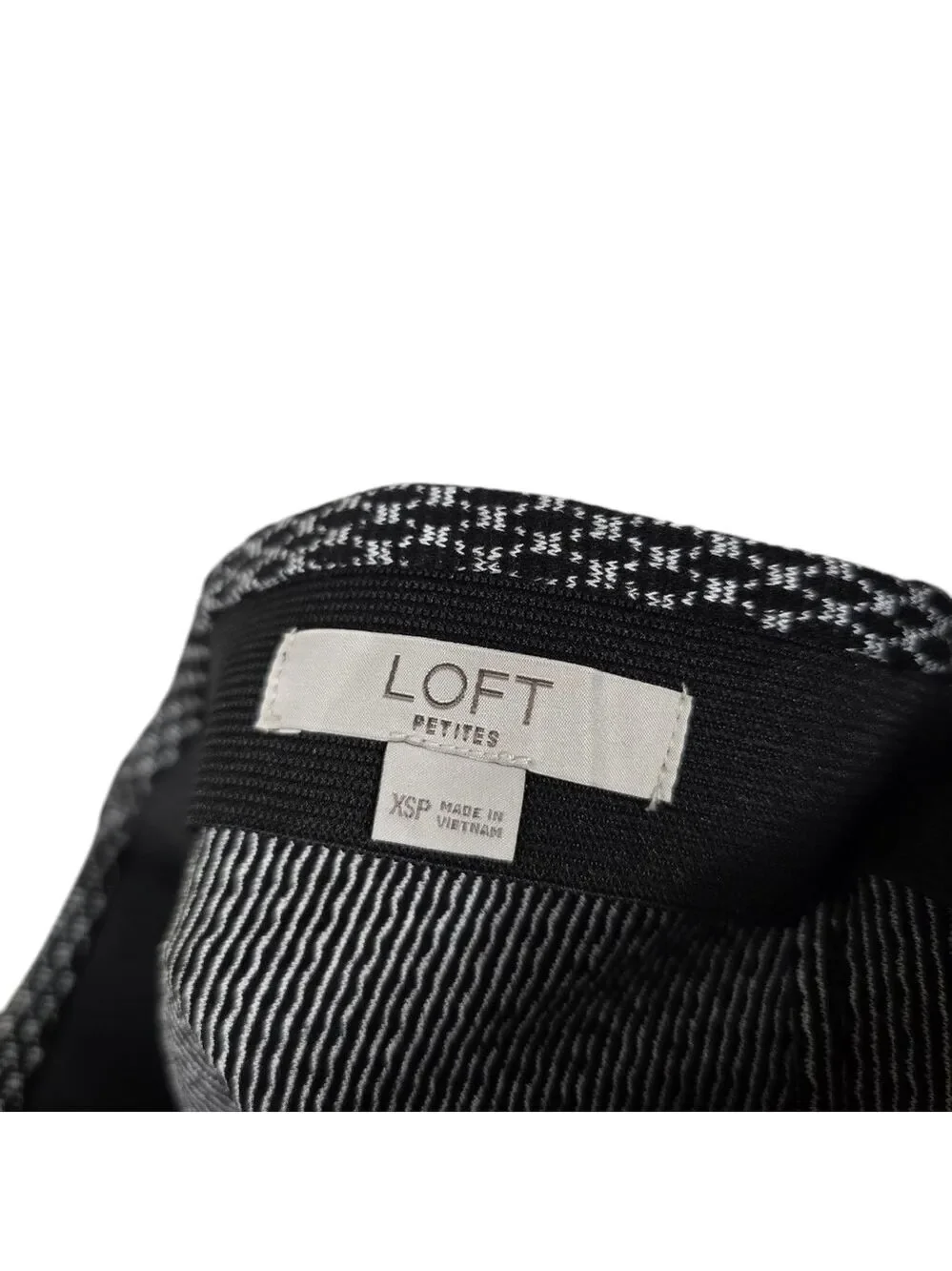 LOFT Houndstooth Black White Pencil Pull On Skirt Petite XSP